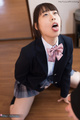 Nanami yua kneeling on floor masturbating in uniform tongue extended