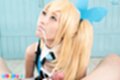 Mizuki looking up cum in her mouth cum dripping from her lips
