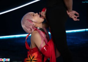 Nagi Tsukino on her knees sucking cock and cum in mouth