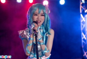 Ria Kurumi fucked from behind at microphone stand and creampied