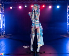 Ria Kurumi fucked from behind at microphone stand and creampied