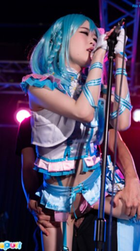 Ria Kurumi fucked from behind at microphone stand and creampied