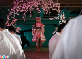 Misa in kimono masturbated with vibrator and licking dildo