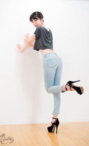 Anna Matsuda showing off her pert ass nude in white stockings