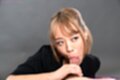 Nanahara nanako sucking cock looking up hand around cock base