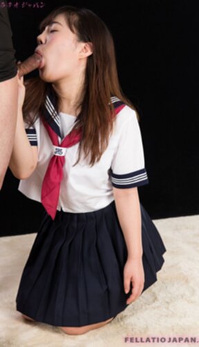 Kogal Yamamoto Erena on her knees sucking cock and cum in mouth