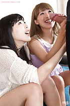 Yokoyama Natsuki cupping balls Hotsuki Natsume giving handjob