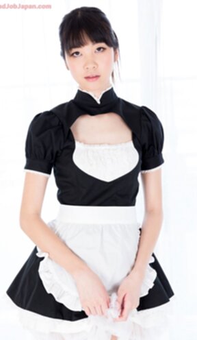 French maid Matsuda Anna giving handjob and sucking cum from her fingers