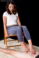 Kagawa misato sitting on chair teasing cock with her bare feet
