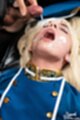 Head thrown back mouth open cumming on her face