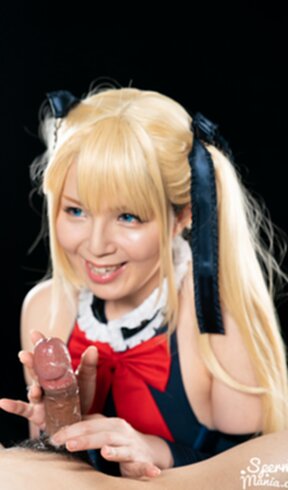 Mary on her knees giving handjobs sucking cocks and milking cum from cocks