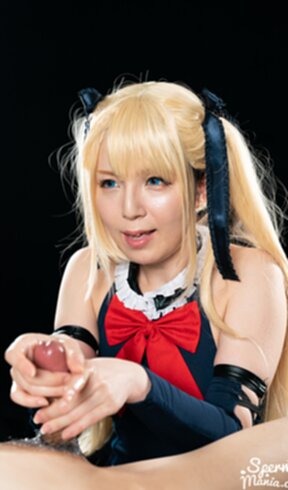 Mary on her knees giving handjobs sucking cocks and milking cum from cocks