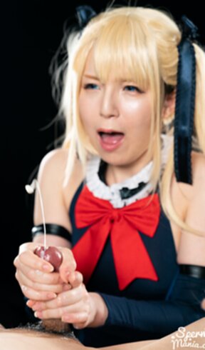 Mary on her knees giving handjobs sucking cocks and milking cum from cocks