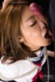 Hidaka ayano in uniform cock pressed to her face
