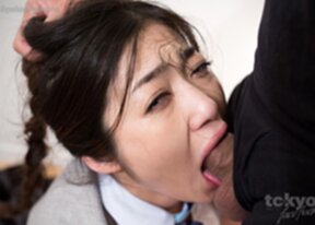 Office lady Enami Ryu on her knees face fucked and cum in mouth