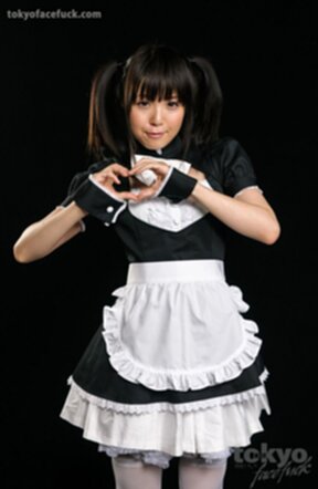 Maid Sakura Sena face fucked on her knees in uniform