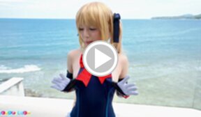 Mari Hirose reclines beside ocean and masturbates by pool