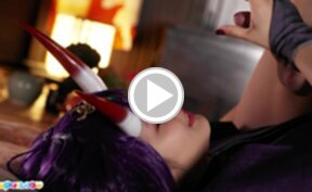 Aika Suzumiya on her back teasing cock and giving handjob