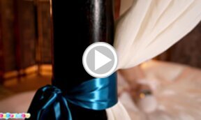 Sara fondling her breasts and spreading legs to show her shaved pussy